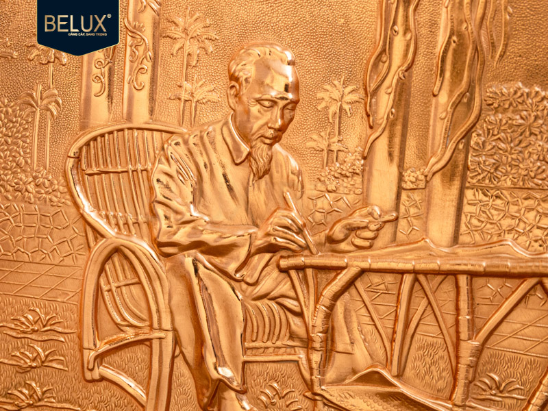 Tranh Bác Hồ bằng đồng đỏ 31x24cm